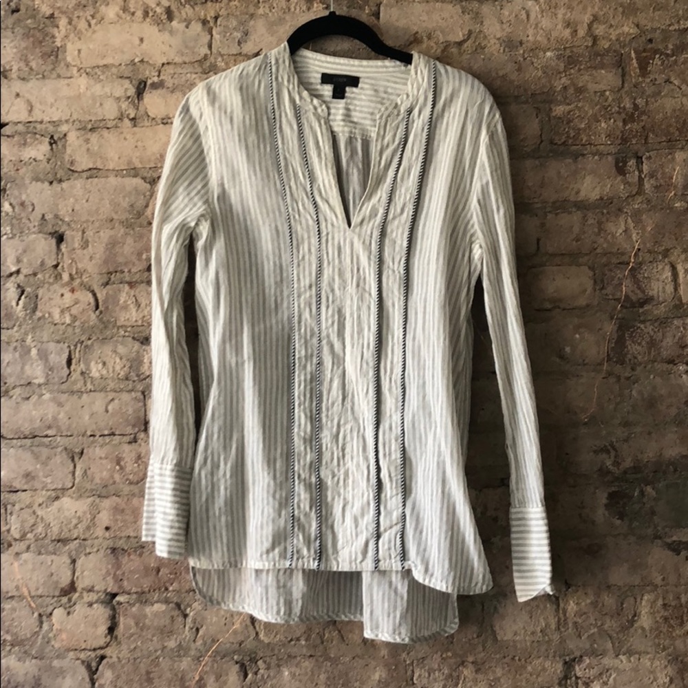 J. Crew size 2 white and grey striped blouse